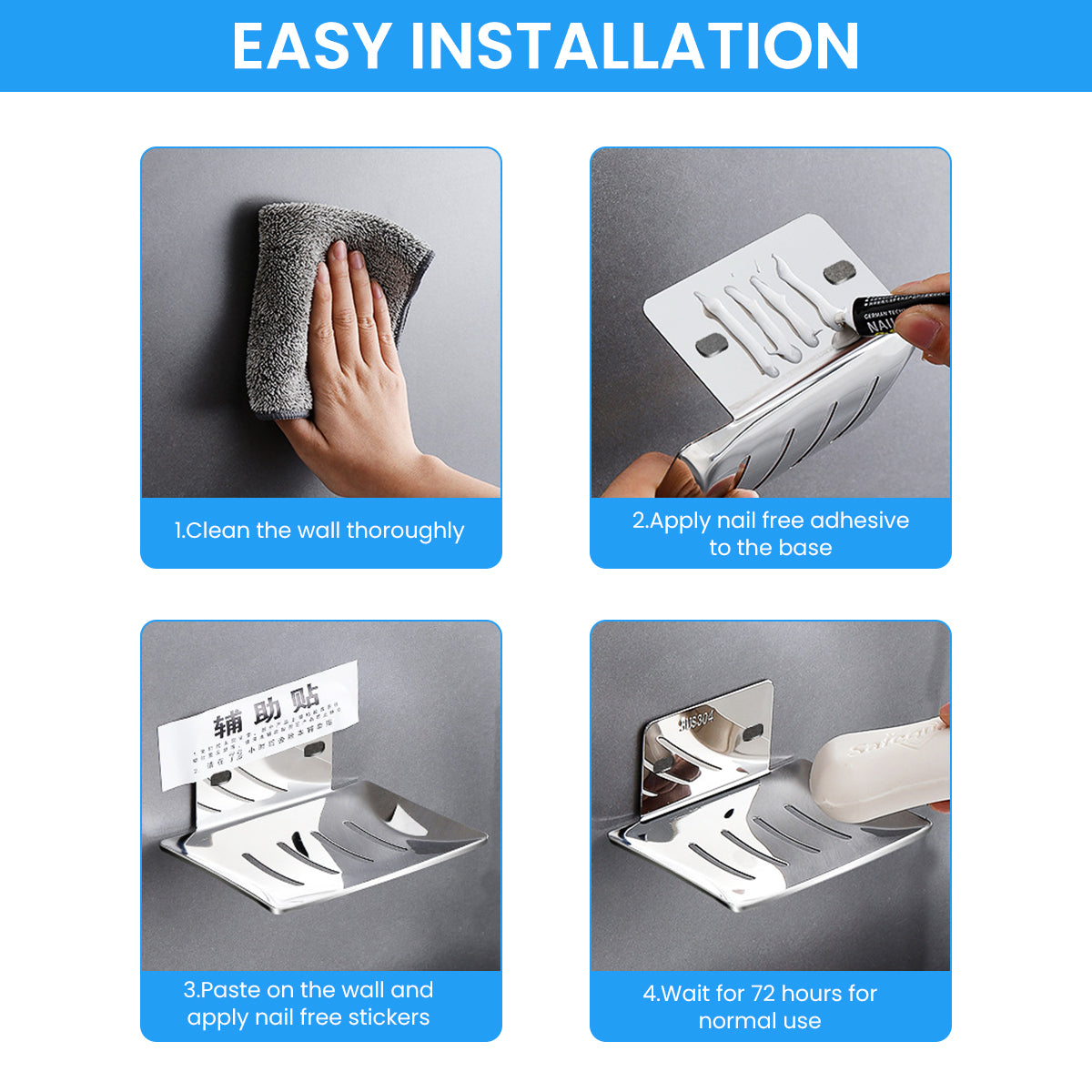 HASTHIP 2Pcs Soap Holder Stainless Steel Soap Holder for Bathroom, Soap Dish, Soap Stand for Bathroom, Soap Holder for Wall, Wall Mounted Shelf, Bathroom Accessories HASTHIP 2Pcs Soap Holder Stainless Steel Soap Holder for Bathroom, Soap Dish, Soap Stand for Bathroom, Soap Holder for Wall, Wall Mounted Shelf, Bathroom Accessories